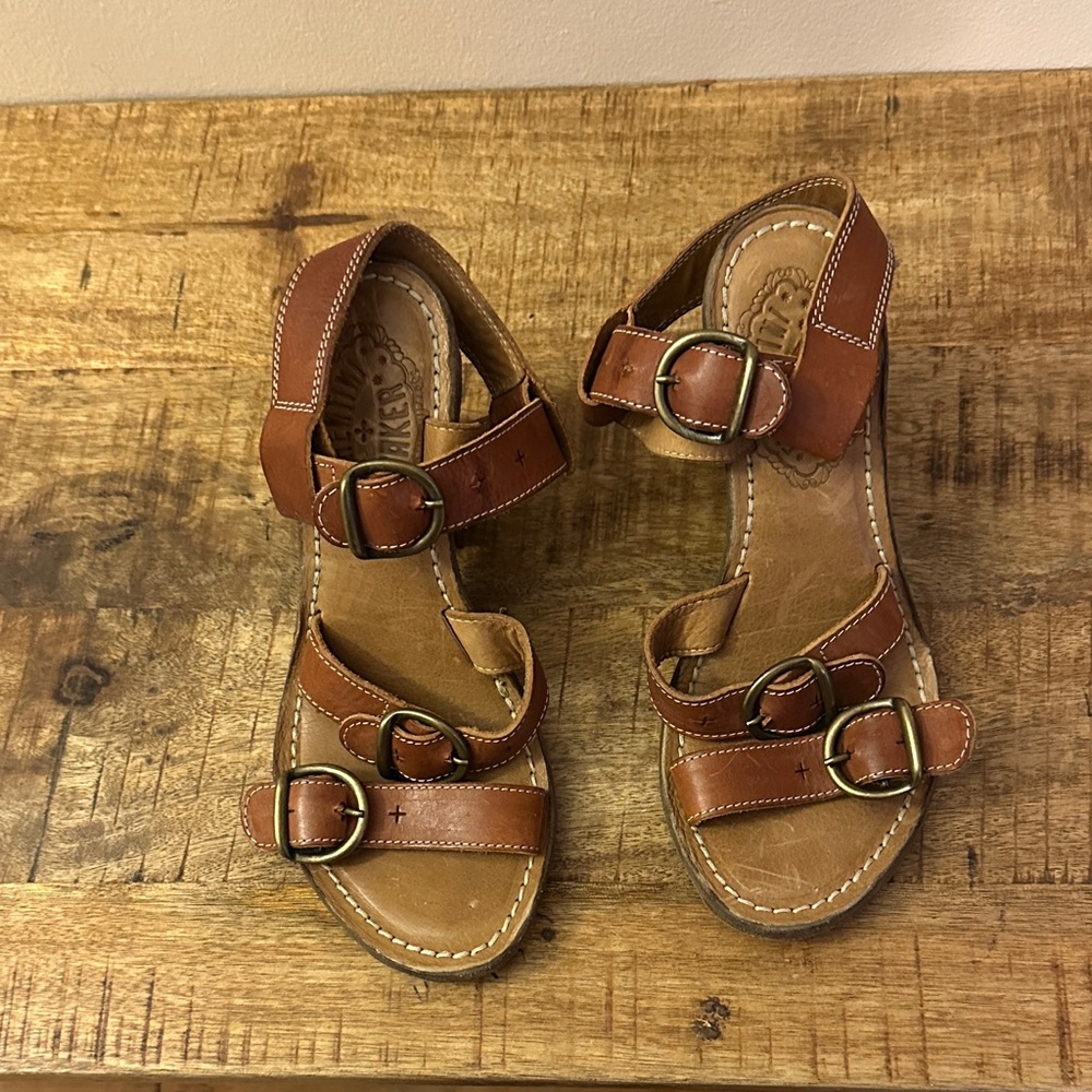 Fiorentini + Baker Brown Leather Triple Buckle Sandals